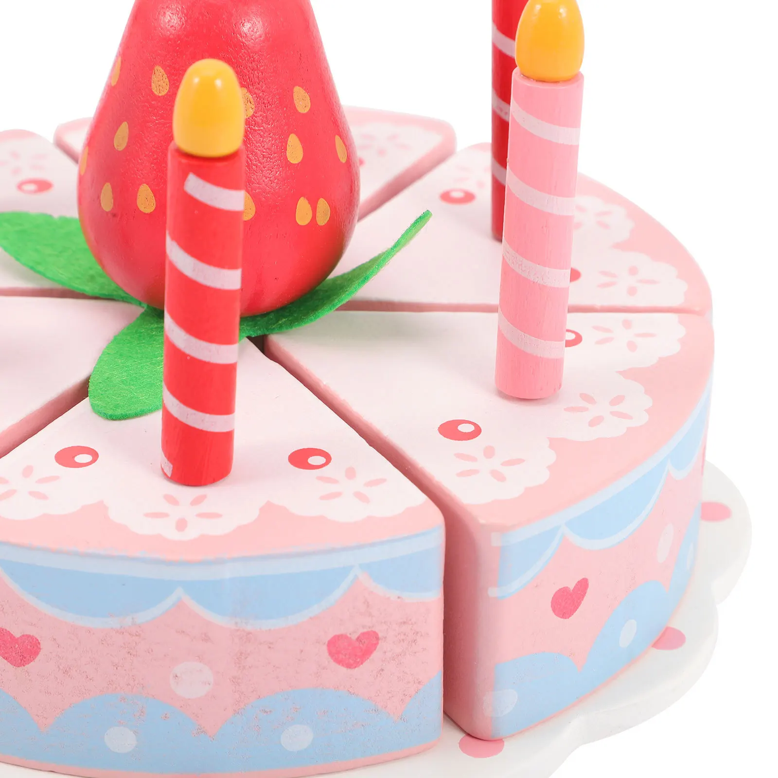 1セット シミュレーション誕生日ケーキ 木製カットプレイセット 教育用子供向けごっこ遊びキッチンゲーム シミュレーション誕生日ケーキおもちゃ