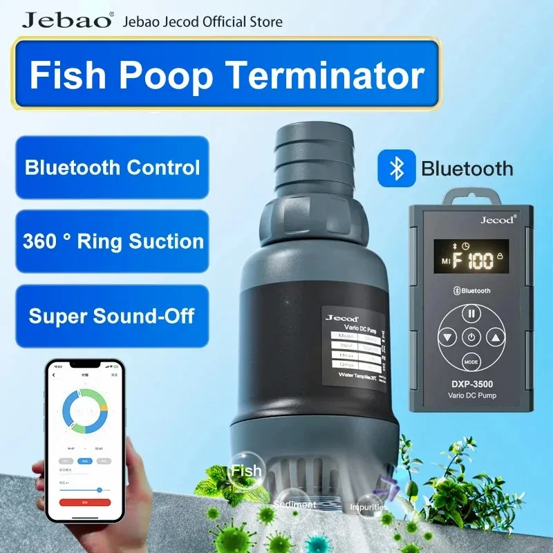 Jebao Jecod 2024 DXP Series Bluetooth Submersible Pump Aquarium Silent Inverter Suction Pump Fish Tank Fish Poop Terminator