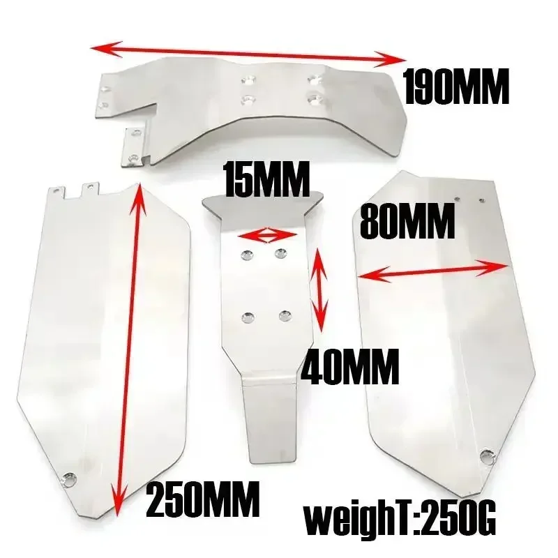 1 set Stainless Steel Metal Bumper Chassis Armor Protection Skid Plate For 1/10 RC Car Trxs Slash 4WD