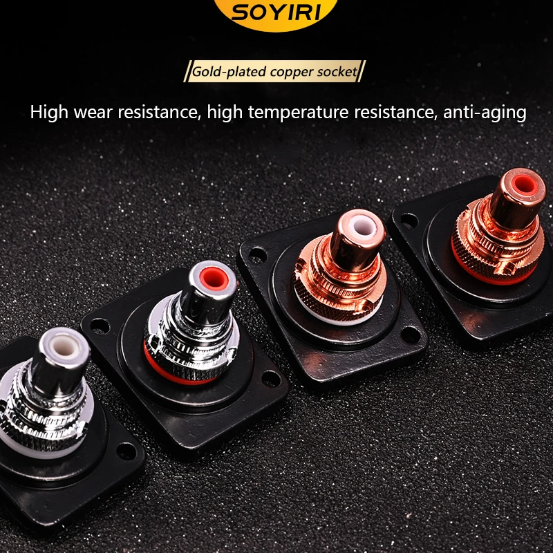 SOYIRI D type copper core RCA jack red white yellow av audio welding mother seat module panel seat speaker repair replacement