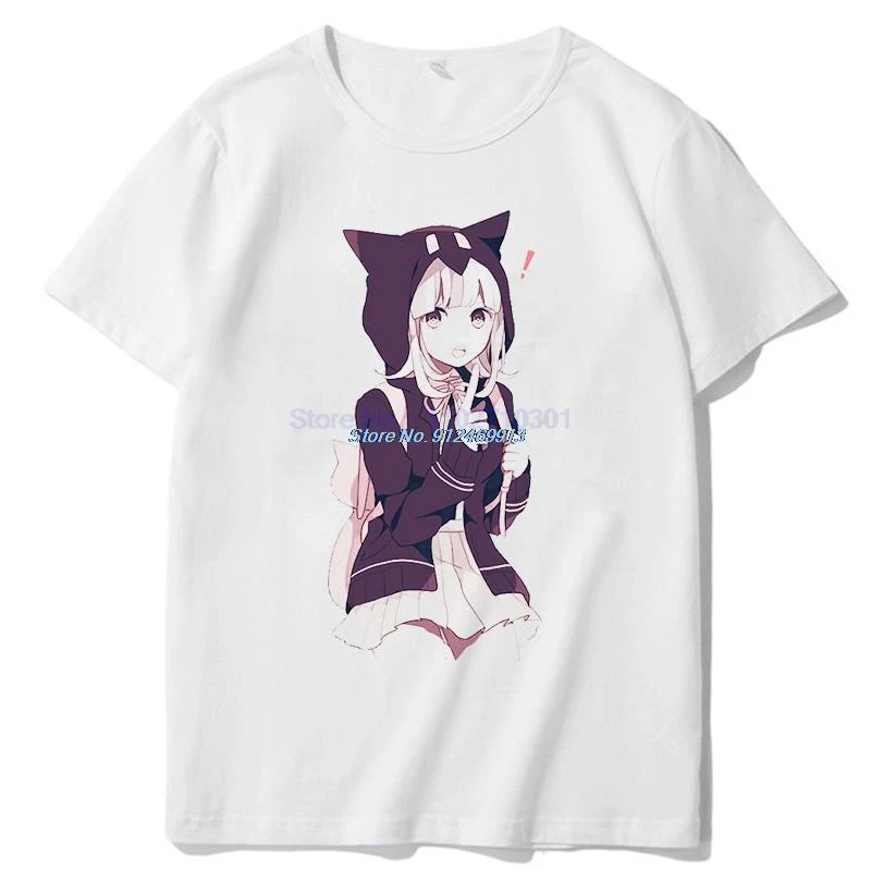 Japanese Anime School Girl Cute T Shirt Senpai Notice Me Graphic T Shirts Cotton Short Sleeve T-Shirts Mens Print T Shirt