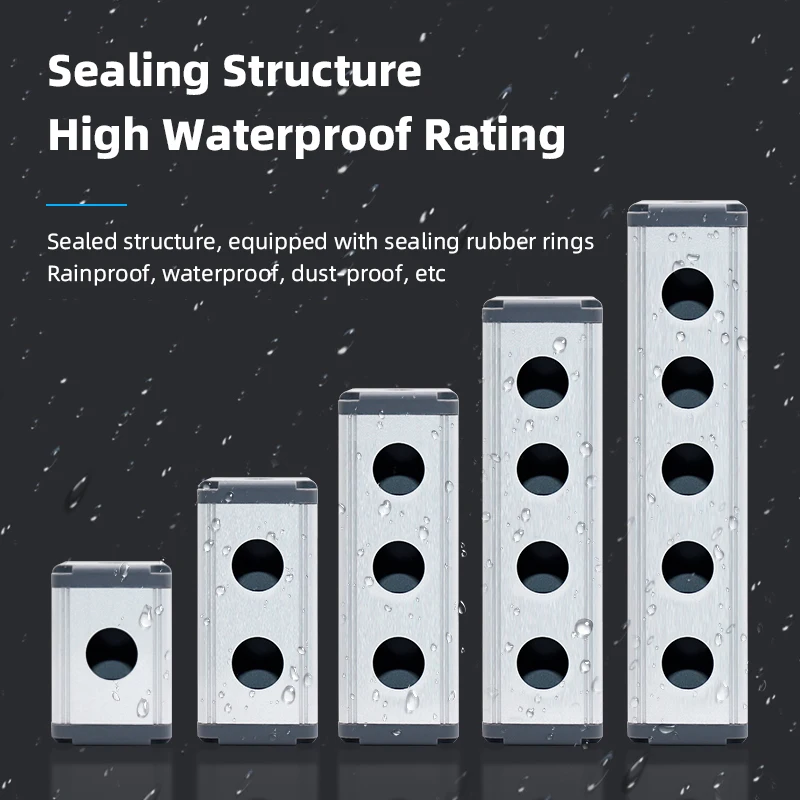 Switch Box Only For Metal Push Button 16/19/22mm Waterproof With / Without Side Lug 2/4/6 Holes Aluminum Alloy Shell 45*45
