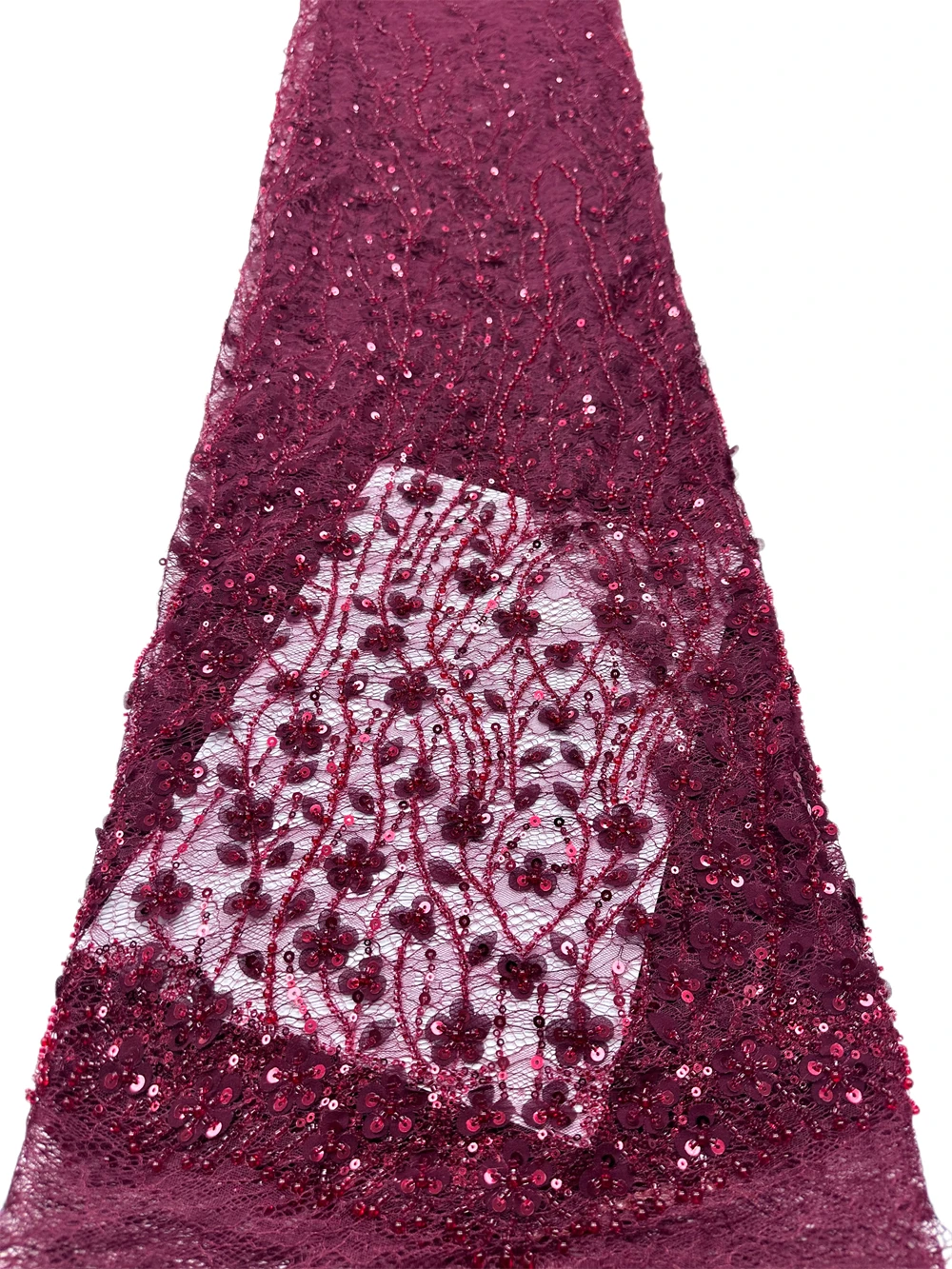 

African Heavy Beaded Lace Fabric 2026 High Quality Nigerian Sequin Pearl Lace French Tulle for Wedding Party Dress Sewing