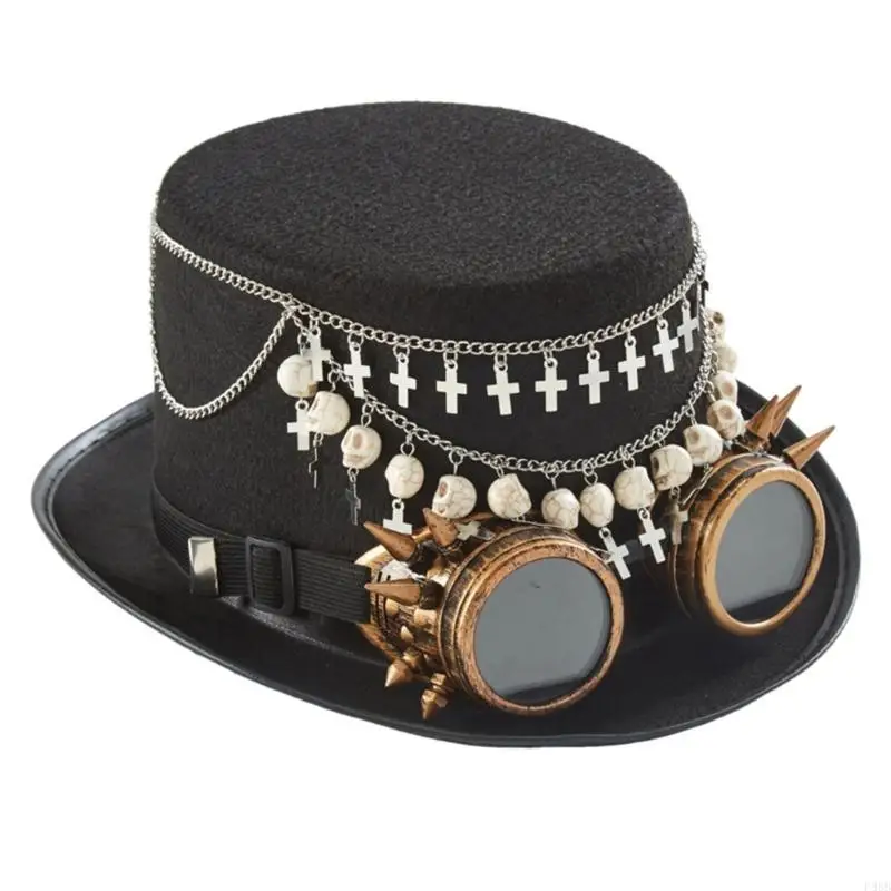 

P88B Steampunk Hat Steampunk Top Hat For Men With Goggles Steampunk Time Hat