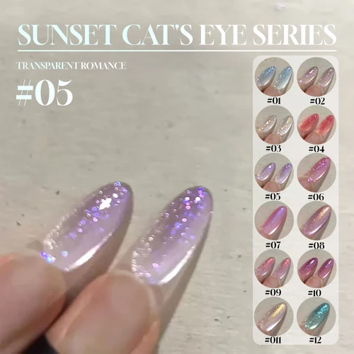 Imagen 2 del producto Esmalte de Uñas en Gel MIANEL 12ML 2026 Nuevo Efecto Ojo de Gato Atardecer - Brillo Holográfico con Cuentas de Cristal para Arte de Uñas