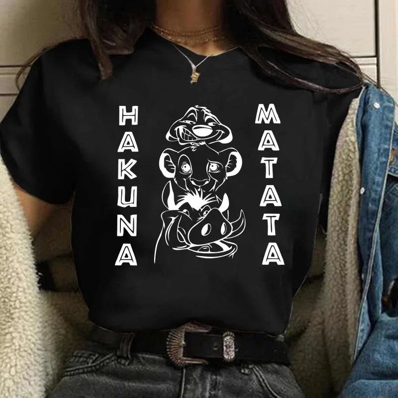 Fashion Woman Clothes HAKUNA MATATA Print T-shirt Leisure Top Tshirt Ladies Lion King Graphics Female T Shirt Women T Shirt