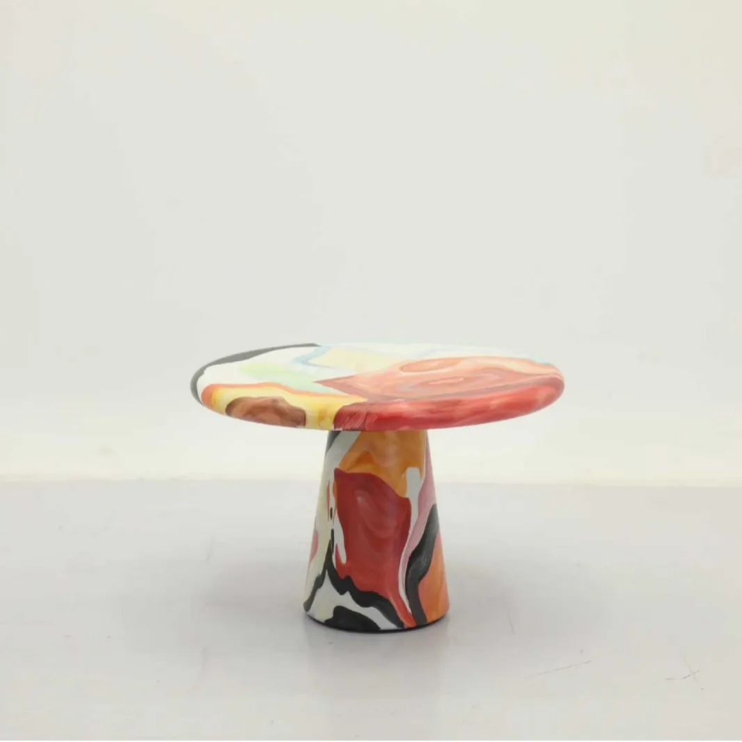 

LTT Art Painting Hand Painted Oil Painting Dining Table Round Casual Creative Dining Table Modern Simple Table