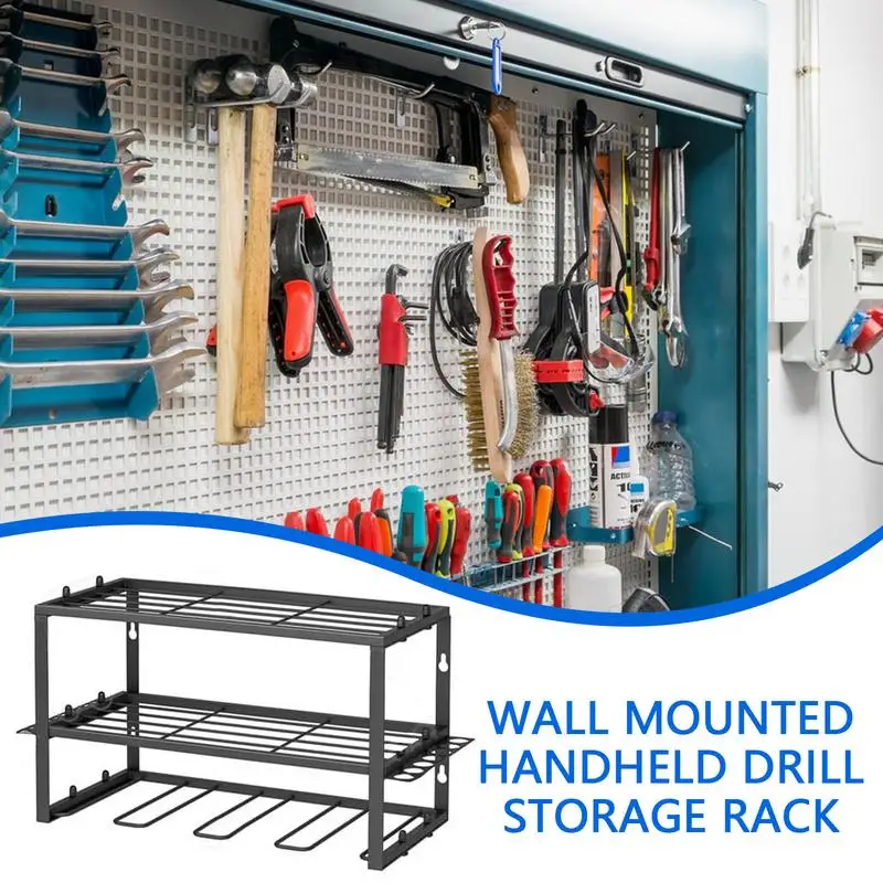 Power Tool Organizer Heavy Duty Reinforced Drill Organizer Wall Mounted Easy Installation Space-Saving Strong Load Bearing