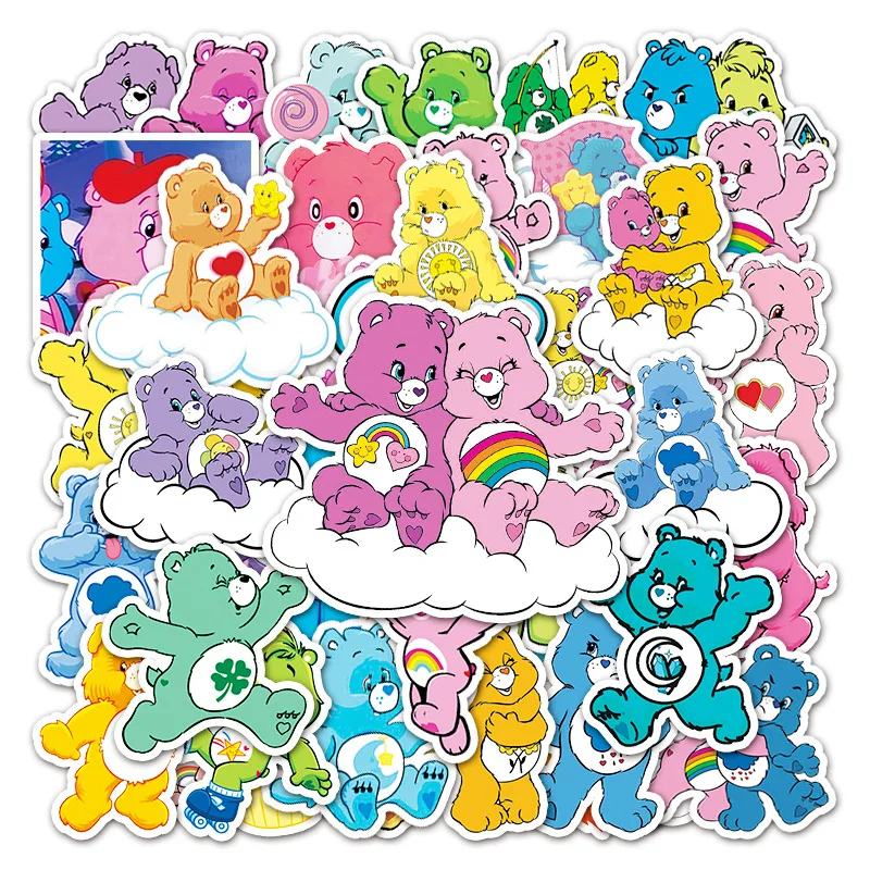 New Cute 50Pcs Care Bears Classic Cartoon Animation Cute Irritable Bear Loyal Bear Waterproof Sticker Room Diary Decoration