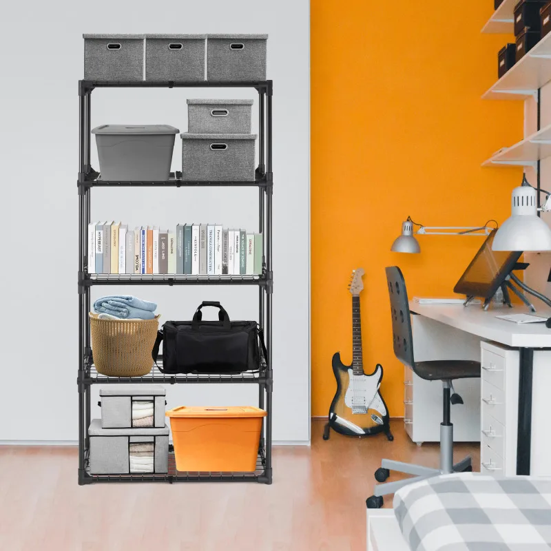 

5-shelf Wire Rack Remain Stable And Not Easy To Shake Easy To Assemble, Suitable For Bedroom And Living Room Black