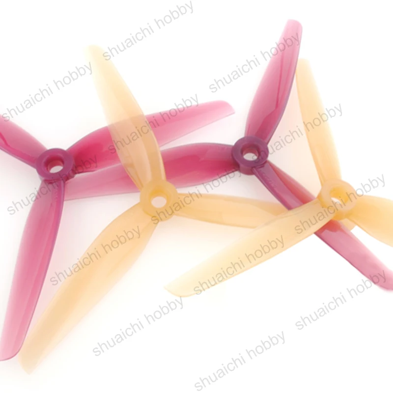 2Pairs Ethix P3 5.1X3X3 5.1 Inch 3 Blades Propeller Purple Yellow Two Colors CW CCW Paddle PC Props for Drone FPV Model Airplane