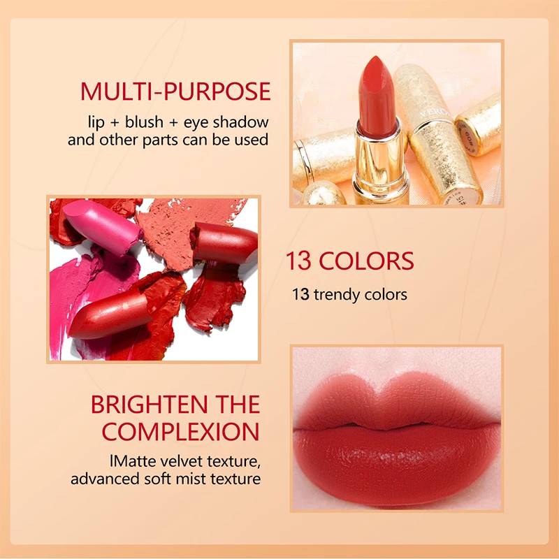 17-kleuren gouden tube lippenstift hydraterende fluwelen matte matte lippenstift bullet lippenstift