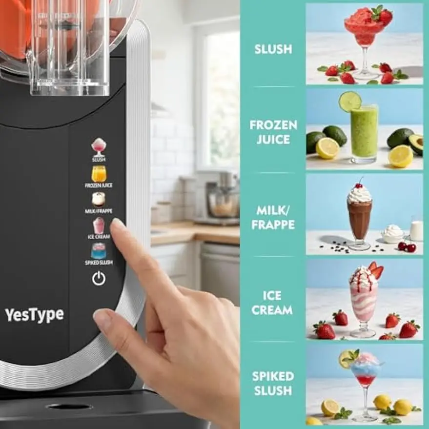 Slushie Machine, Frozen Drink Maker for Home & Party 90oz Gray | No Ice Needed, 5 Preset One-Touch Programs, Rapid Freezing
