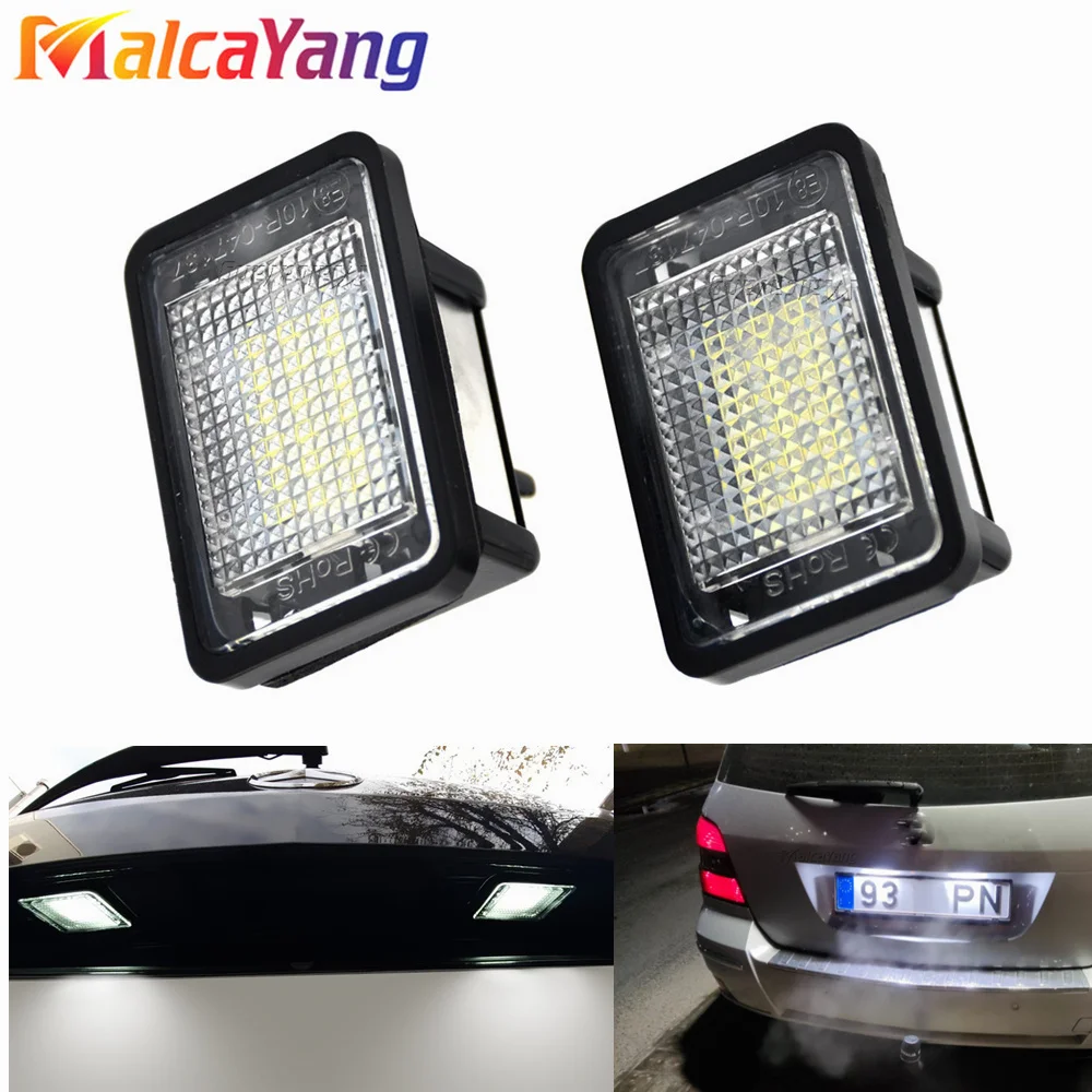 2PCs CANbus White Led Rear Number License Plate Lights For Mercedes-Benz GL ML GLK GLA GLC GLE Class W176 W166 X156 X166 X204