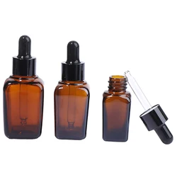 5-100ml Square Glass Dropper Bottle With Eye Pipette Empty Amber Aromatherapy Essential Oils Bottle Container Portable travel