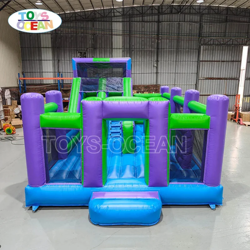 Custom Large Outdoor Commercial Inflatable Playground Obstacle Course with Trampoline Slide Suitable for Kids Activities