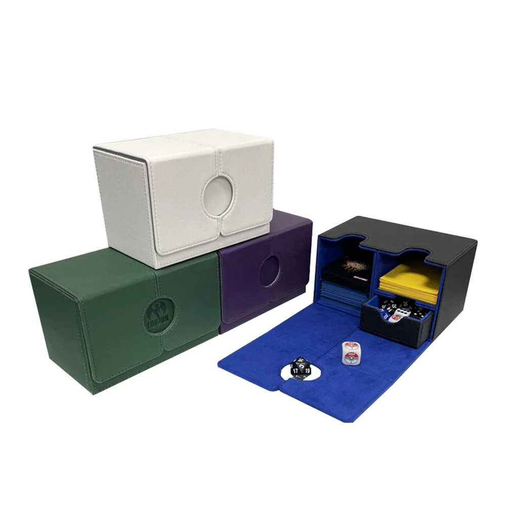 

PU Leather Double Deck TCG Card Box 160+ Sleeved Cards with Dice Tray