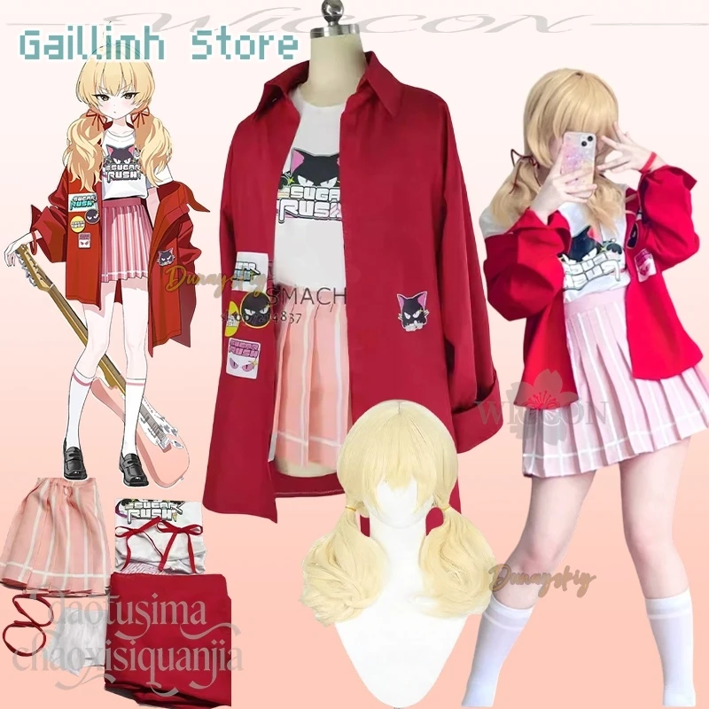 ibaragi-yoshimi-cosplay-anime-game-blue-archive-band-uniform-kawaii-red-coat-cat-pattern-tshirt-dress-sweet-코스프레-christmas-party