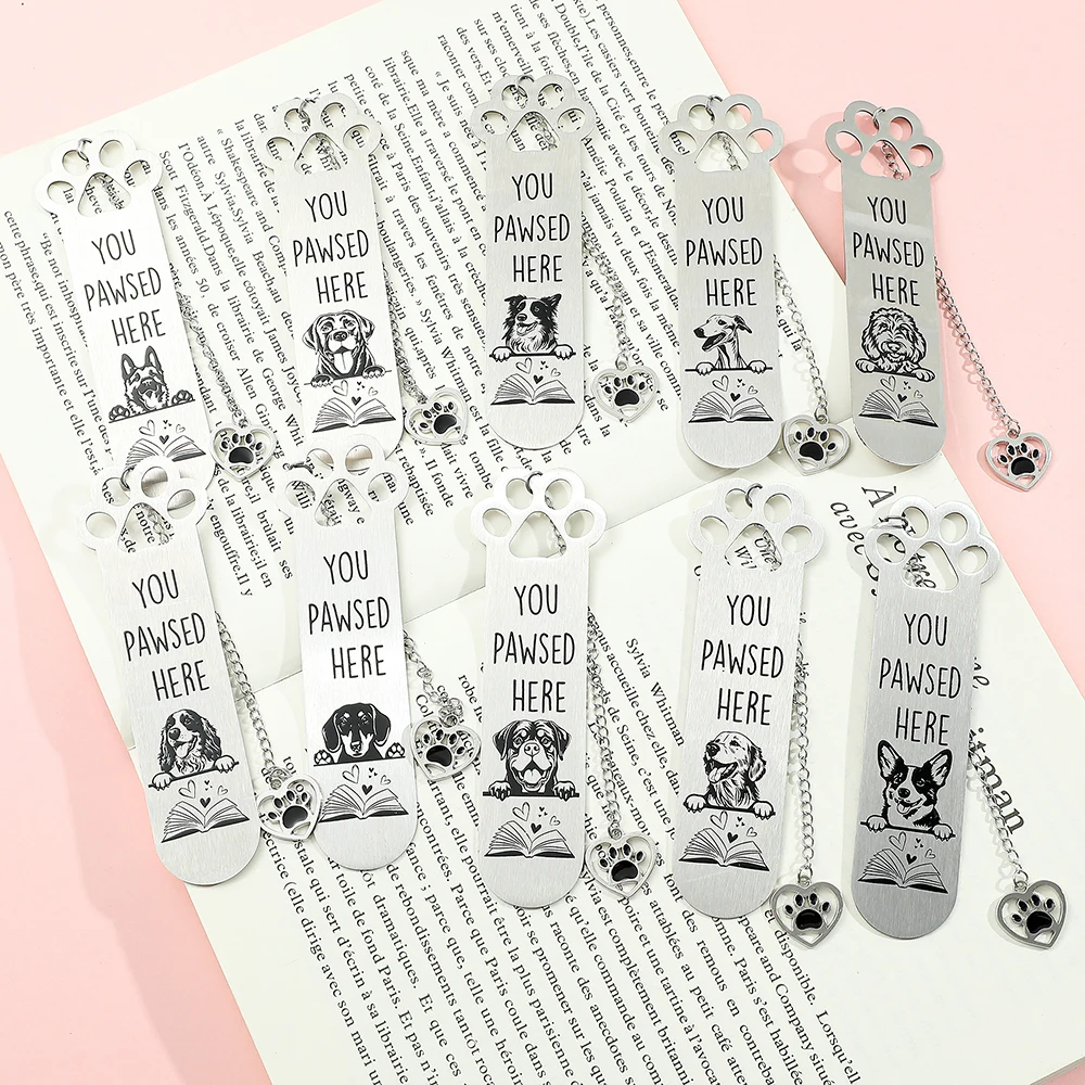 

1pcs silver dog paw metal stainless steel bookmarks, beautiful reading jewelry, ideal Christmas gift for fiction fans!