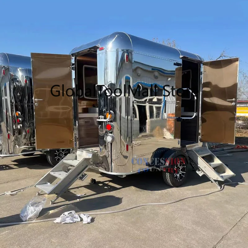 Portable Restroom Trailer Toilet Trailer Stainless Steel Modern Design 2 Stalls Bathroom Trailer for Outdoor Events