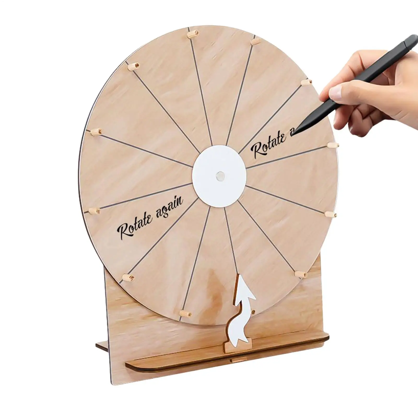 Prize Wheel 11 Inch Wood Fortune Roulette Wheel Erasable Game Night Supplies for Adults Teens Event Organizers Party Planners