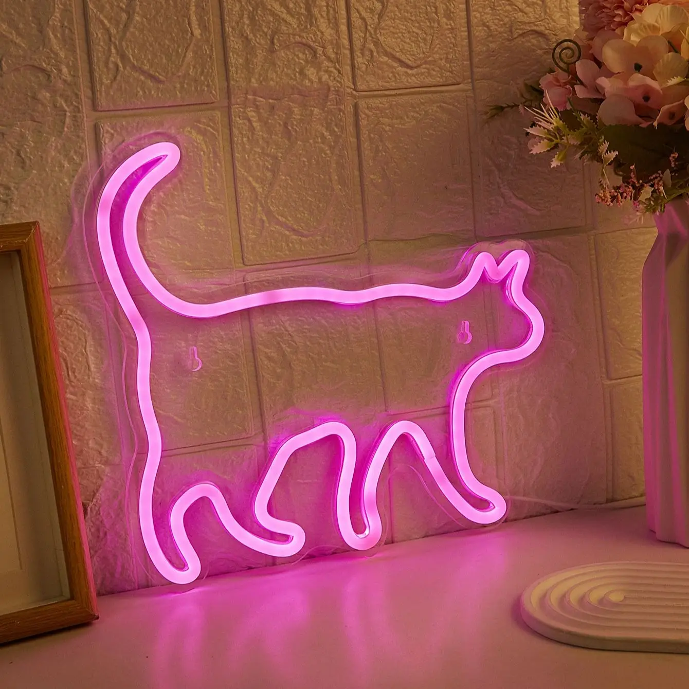 Chi-buy LED Neon Cute Cat USB Powered Neon Signs Night Light 3D Wall Art & Game Room Bedroom Party Decor Lamp Signs