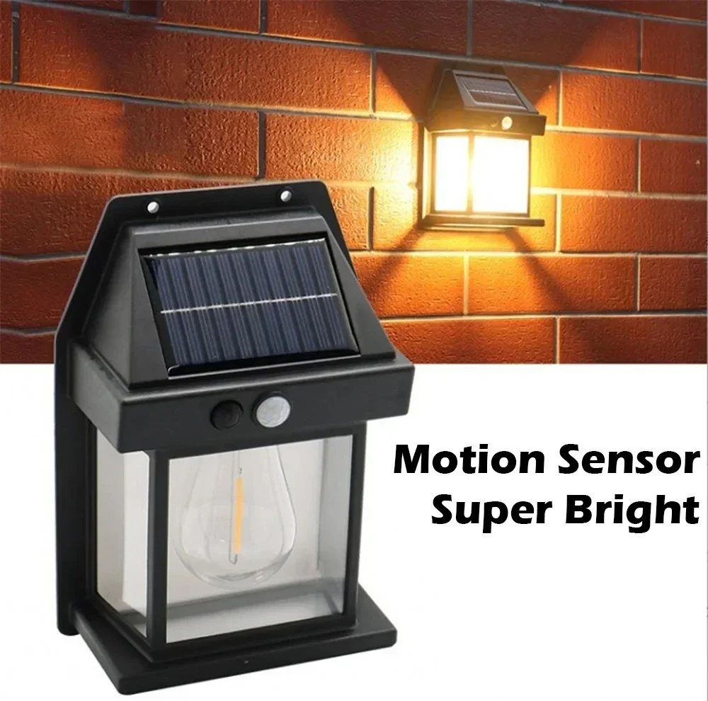 

1pc Solar Wall Light Outdoor Porch Light Fixture Solar Lantern 3 Modes Motion Sensor Waterproof Entryway Door Exterior Wall Lamp