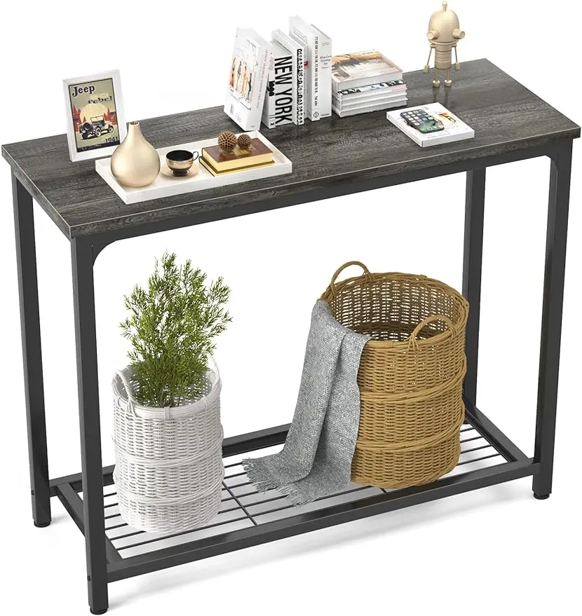 

Console Table Sofa with Mesh Shelves 2 Tier Entryway Table Foyer for Entryway Front Hall Hallway Sofa Couch