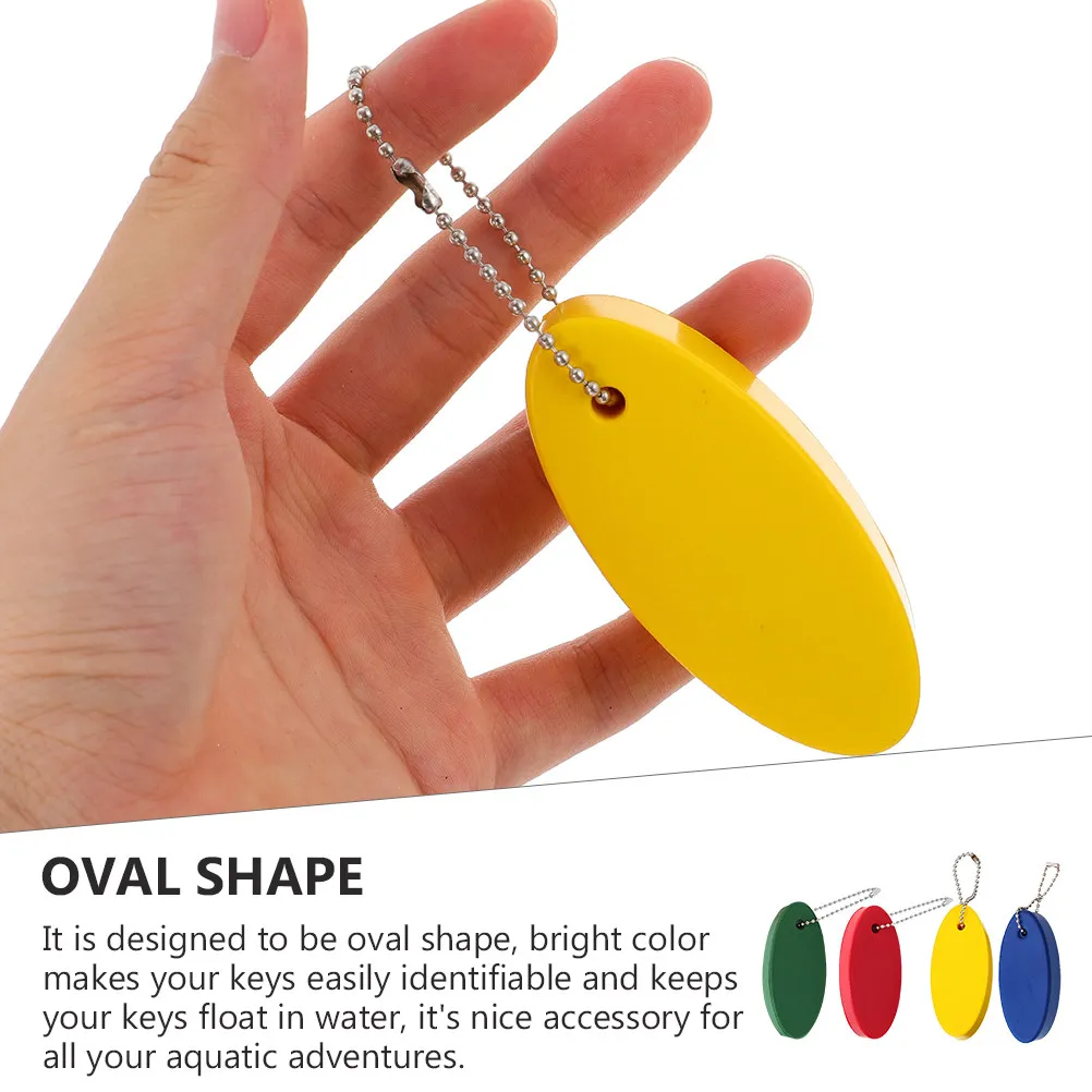 4pcs Pu Floating Keychain Bright Color Oval For Boating Fishing Sailing Water Sports Outdoor Adventure Float Key Ring Bag