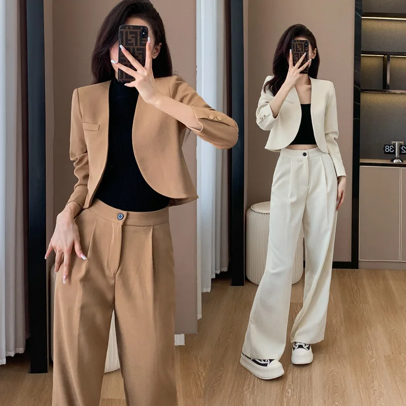 Autumn 2023 New Style Capable Elegant Women's Clothing Young Adult Lady like Woman Style Coffee Color Business Suit Two-Piece Su