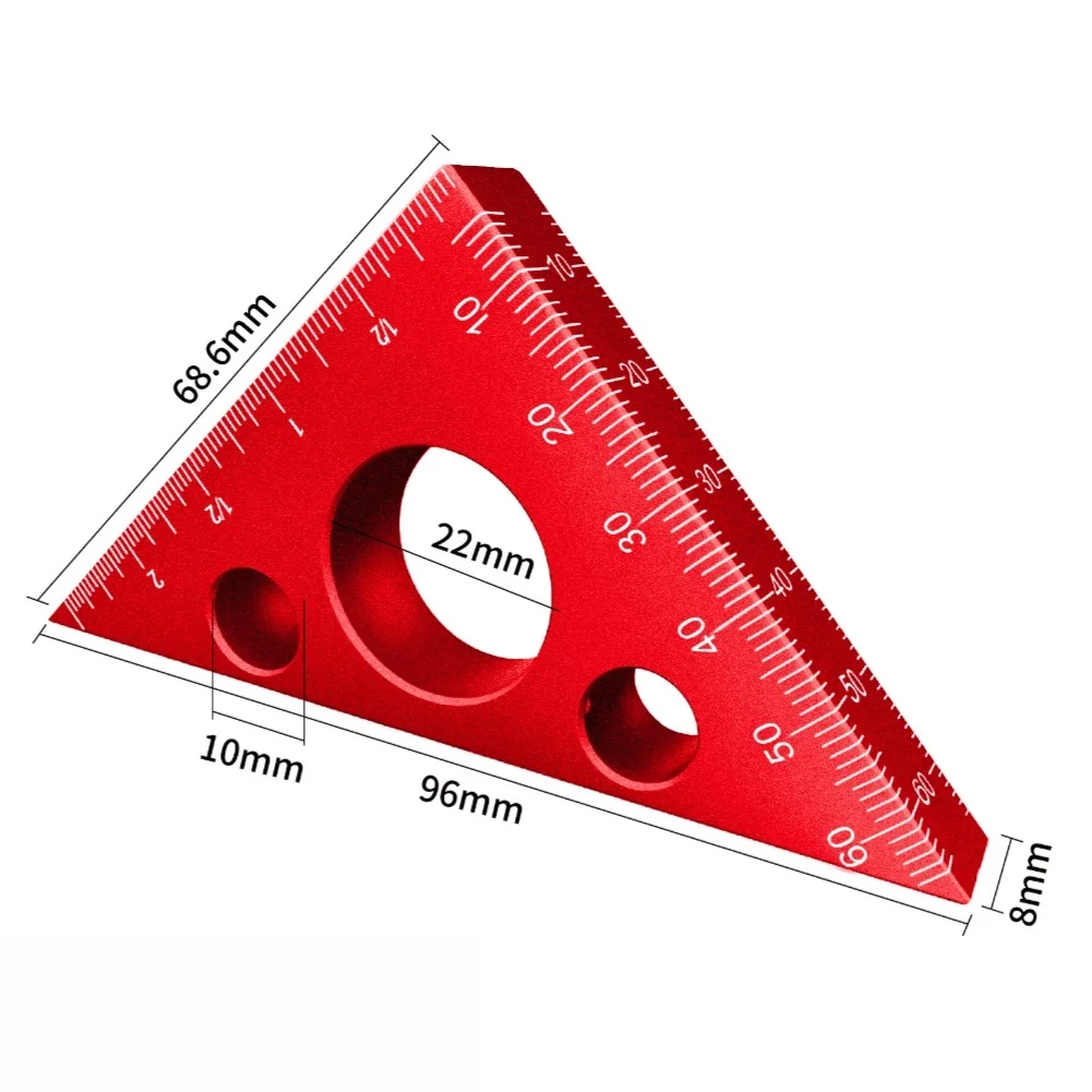 Triangle Ruler for Woodworking 45 Degree Aluminum Alloy Construction Precision Measuring Tool for Layout Tasks