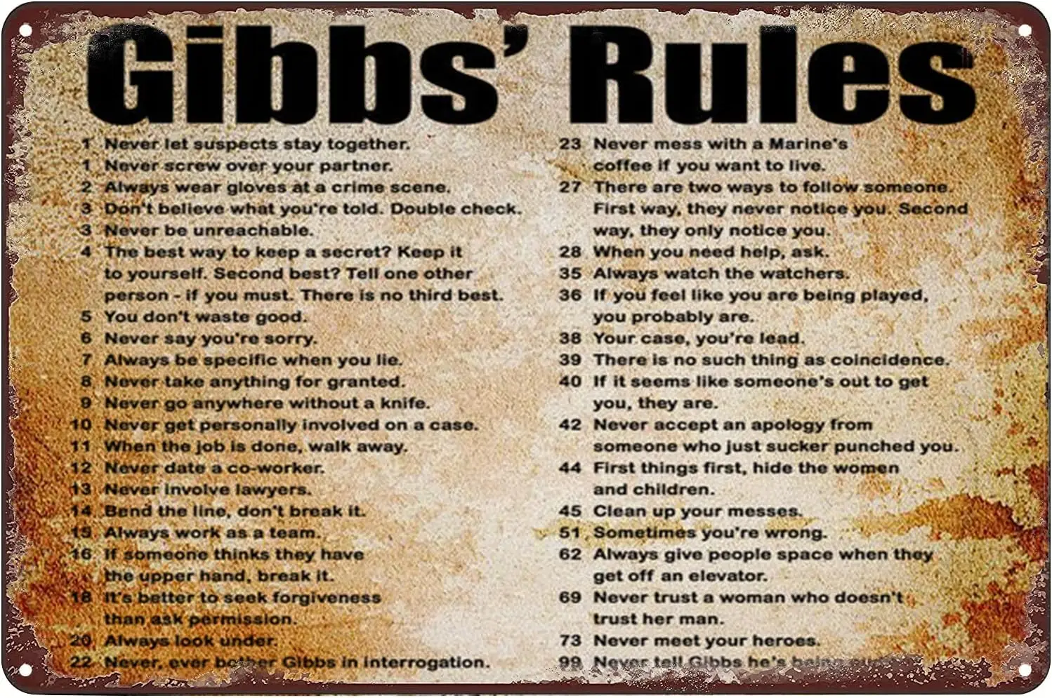 Gibbs Rules Metal Tin Sign Vintage Wall Decor Retro Art Funny Decorations Home Bar Pub Cafe Farm Room Plaque Posters  .