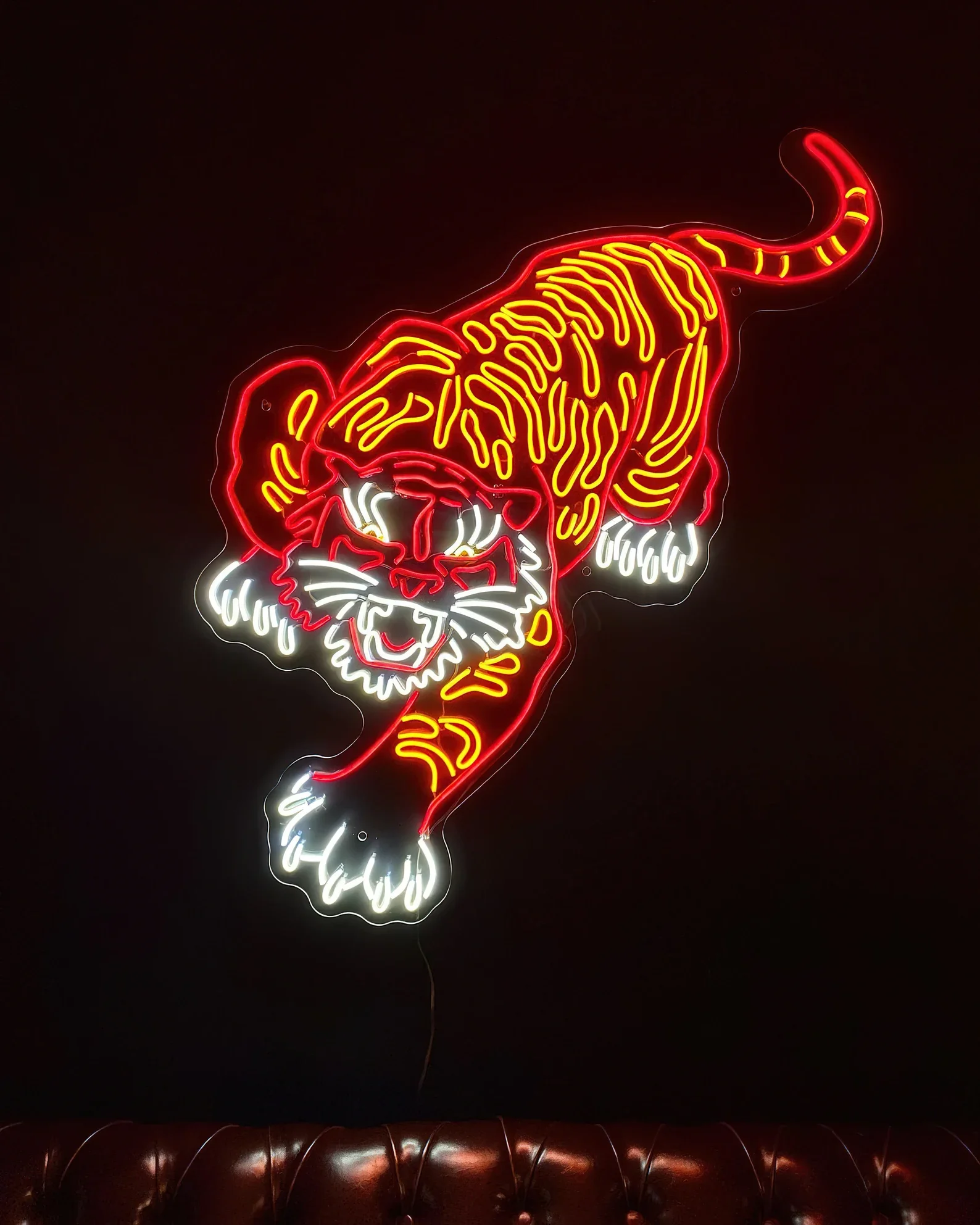 Tiger Motif Neon Sign, Man Cave, Wall Lamp, Animal, Home Decor, Unique, Special Design, Handmade, Wall Art, Night Lamp, Wall Dec