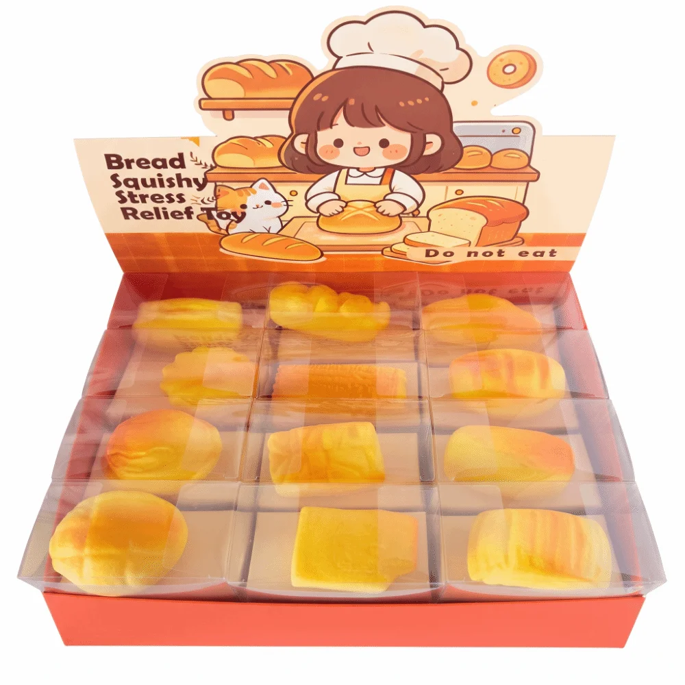 Shapeable Slow Rebound Simulated Bread Soft Random Style Fake Bread Squeezing Sensory Fidget Party Favors