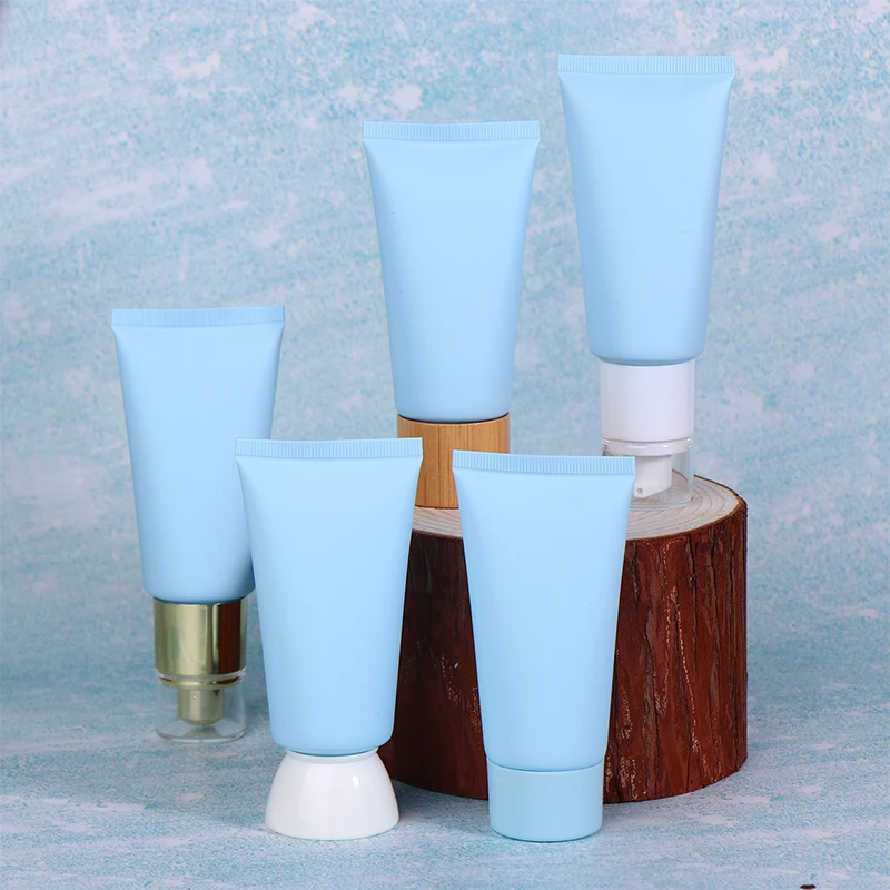 Niebieskie Matowe Puste Przenośne Miękkie Tubki do Wyciskania Kremów Kosmetycznych Balsamów Butelki Podróżne Wielokrotnego Użytku Pojemniki na Podkład BB Cream