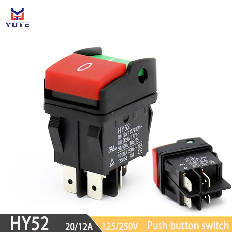 HY52 250V 12A 4pin Electric Button Switch Mechanical Equipment Car Wash Machine Start Switch