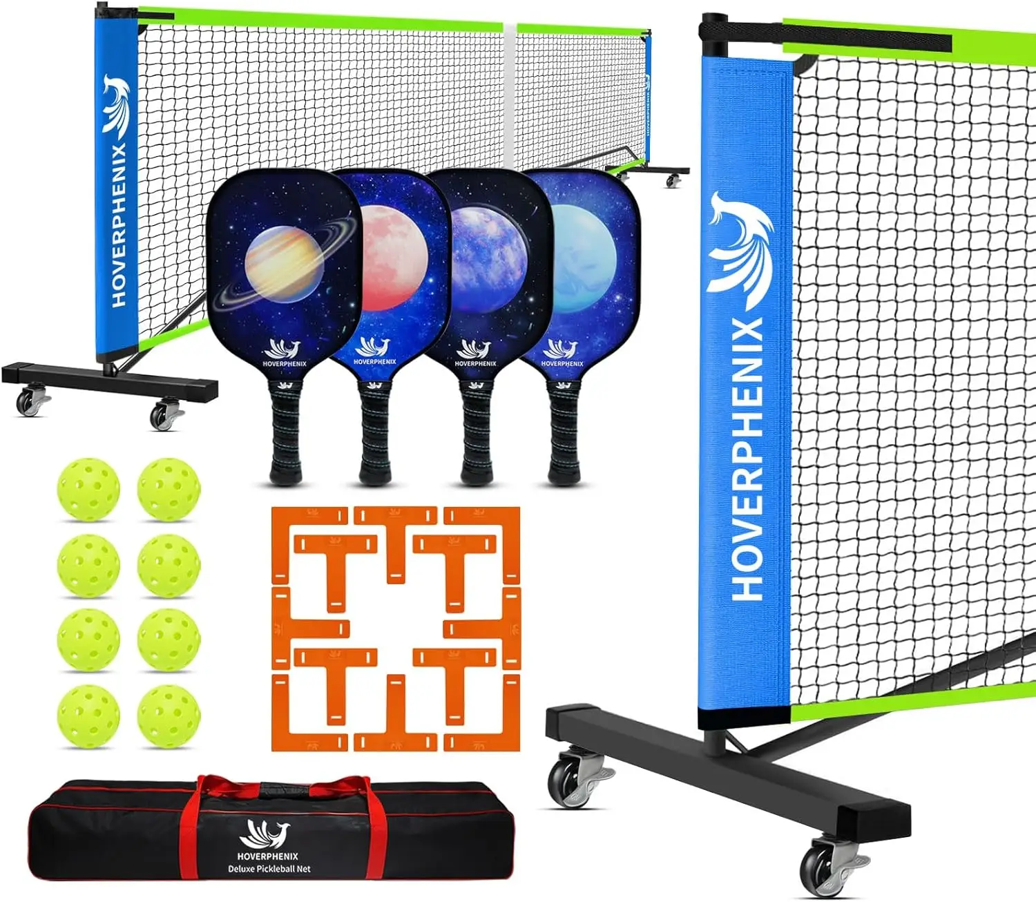 

Набор для пиклбола 22 фута: сетка, ракетки, мячи и сумка для переноски для игр на улице и в помещении