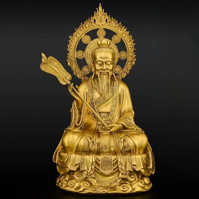 Feng Shui Brass Taishang Laojun Statue Home Offerings Worship Ancestral Living Decor