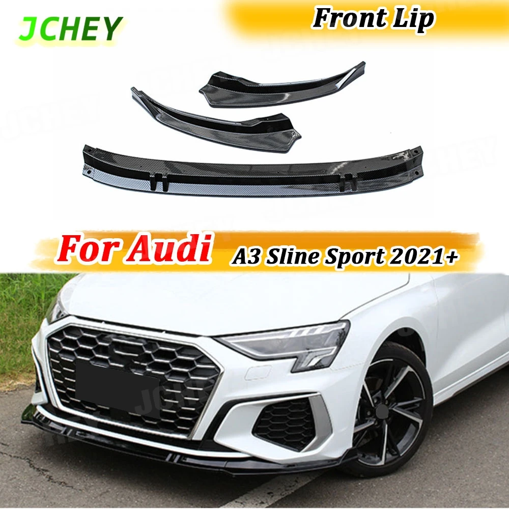 

JCHEY для Audi A3 Sline Sport 2021 + ABS передний бампер, спойлер для подбородка, автомобильный бампер, комплекты кузова, автомобильные аксессуары