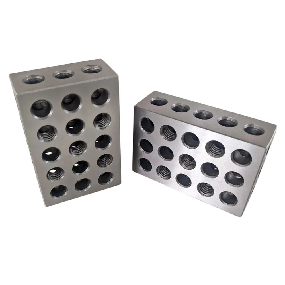 25x50x75mm Steel Setup Blocks Set Matched Pair 23 Holes With M10 Threads For Metalworking Woodworking Clamping Tool