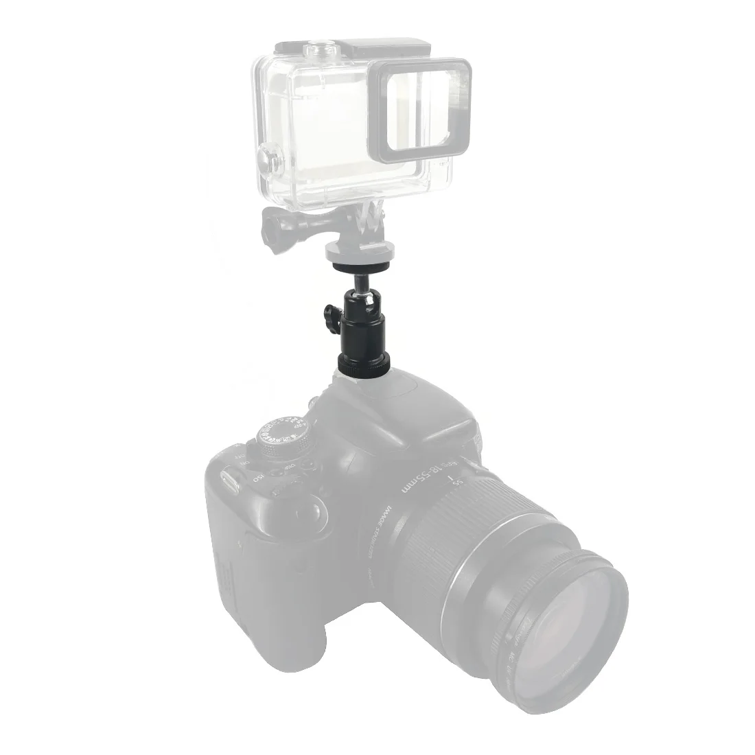 Mini-Metallkugelkopf 360 ° Schwenkbarer Stativ-Kugelkopf mit Cold-Shoe-Halterung, 1/4-Zoll-Schraube, 2,5 kg Tragkraft für DSLR-Kamera, Webcam, Blitz, Vlog-Rig – Detail 3