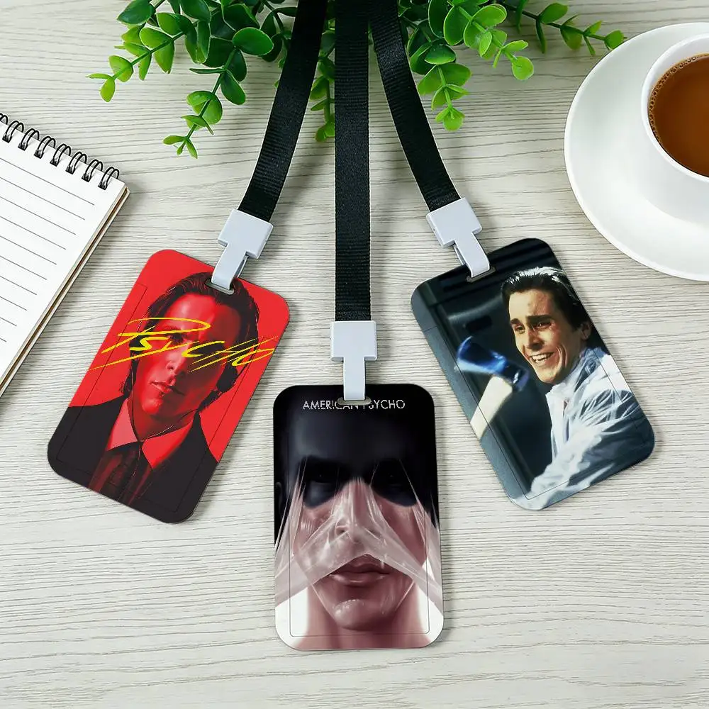 A-American P-Psycho Neck Strap Lanyard Card Holder ID Bus Card Cover Badge Holder Pass Hang Rope Lariat Gifts Keys Accessories