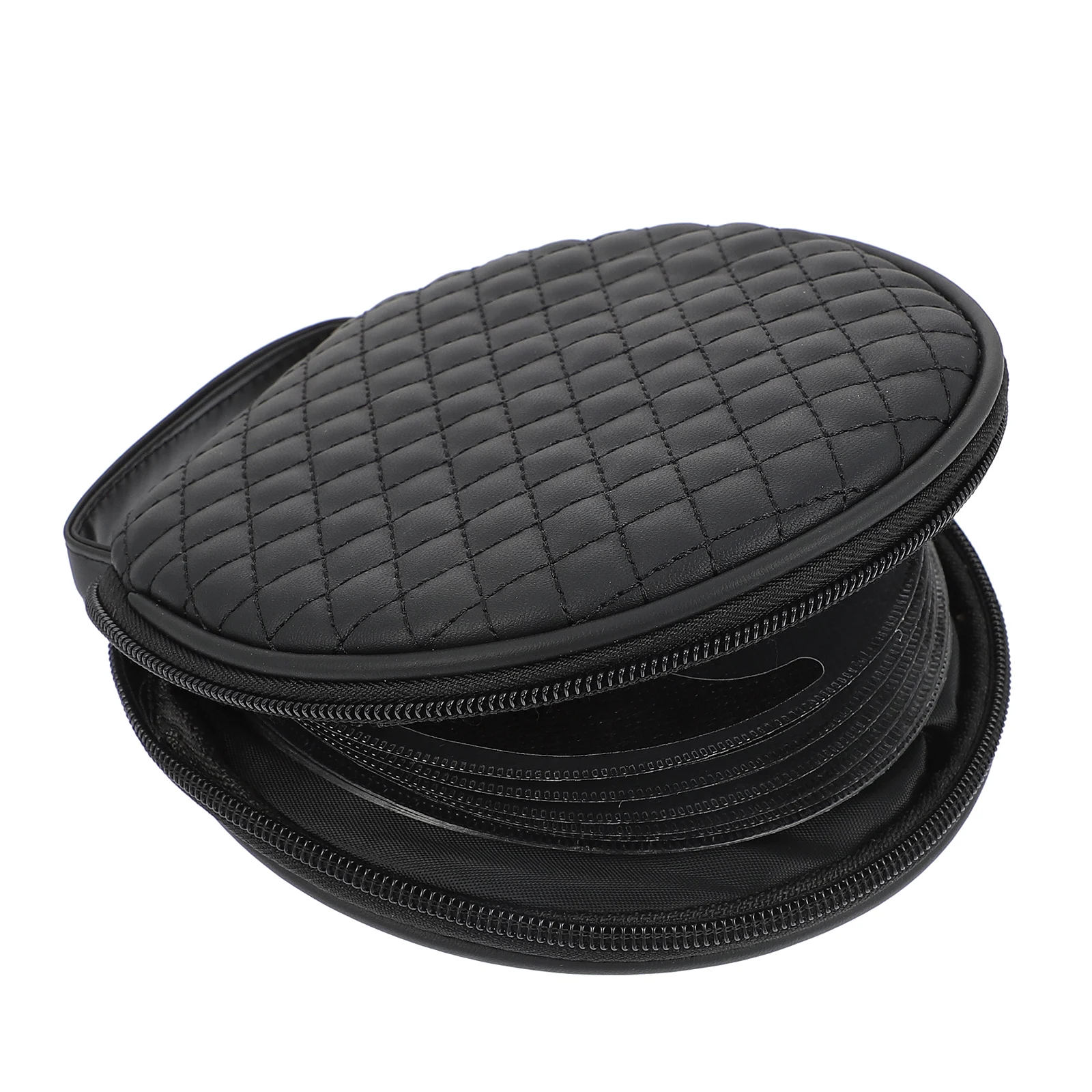 Car CD Bag Storage Case for Home Car Black Edge Round Disc Bag Plaid Pattern CD Organizer Zipper Design Storage Solution