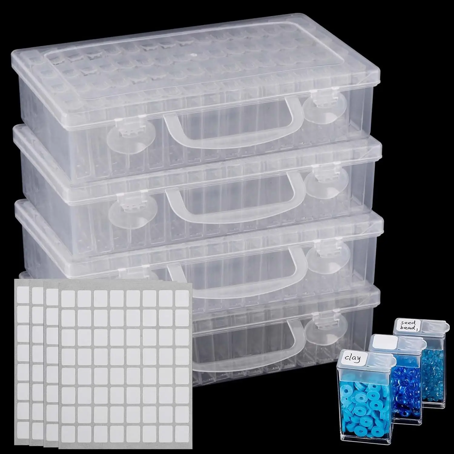 

256 Jars Storage Containers for Diamond Art Kits for Adults, Portable Storage Organizer with Sticker Labels Diamond Painting