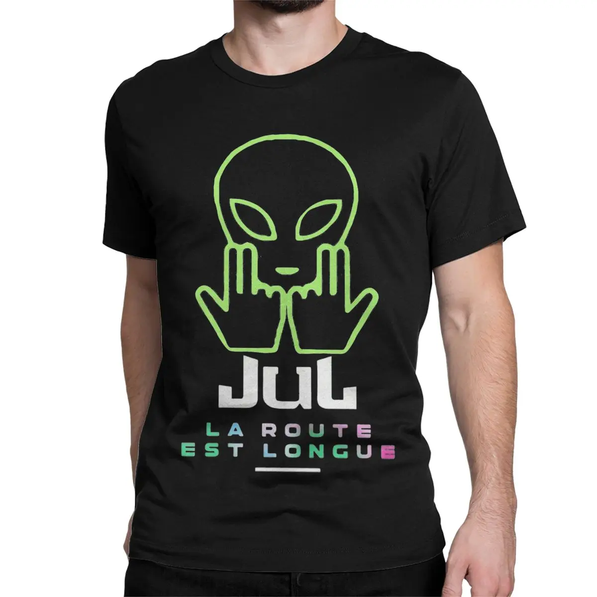 Novelty The Road Is Long UFO Logo Rap T-Shirt for Men Women Crewneck 100% Cotton T Shirt JUL Short Sleeve Tee Shirt Clothes