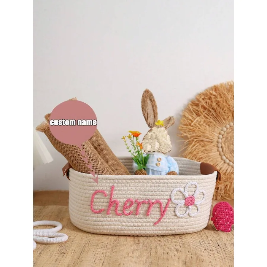 

Индивидуальная плетеная корзина для хранения из веревки ручной работы, подходит для ванной, спальни, игрушек для животных, подарков на День святого Валентина, свадьбу, домашнего декора.