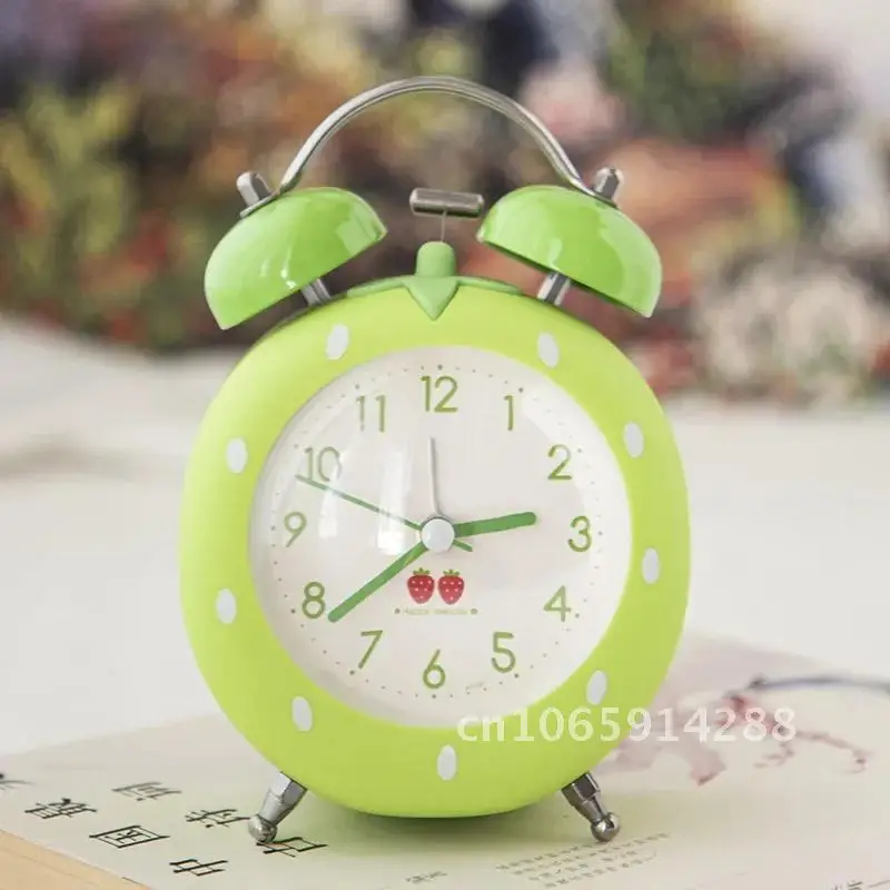 

Strawberry Creative Sleepy Little Alarm Clock Bedside Children's Simple Use Cartoon Silent Students Small Clock Nightlight Alarm