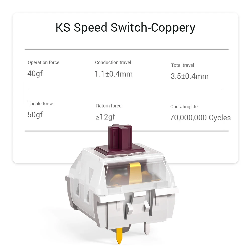 Kailh Speed Tastaturschalter Bronze Kupfer Gold Rosa Dickes Gold Silber RGB SMD für mechanische Tastatur – Detail 6