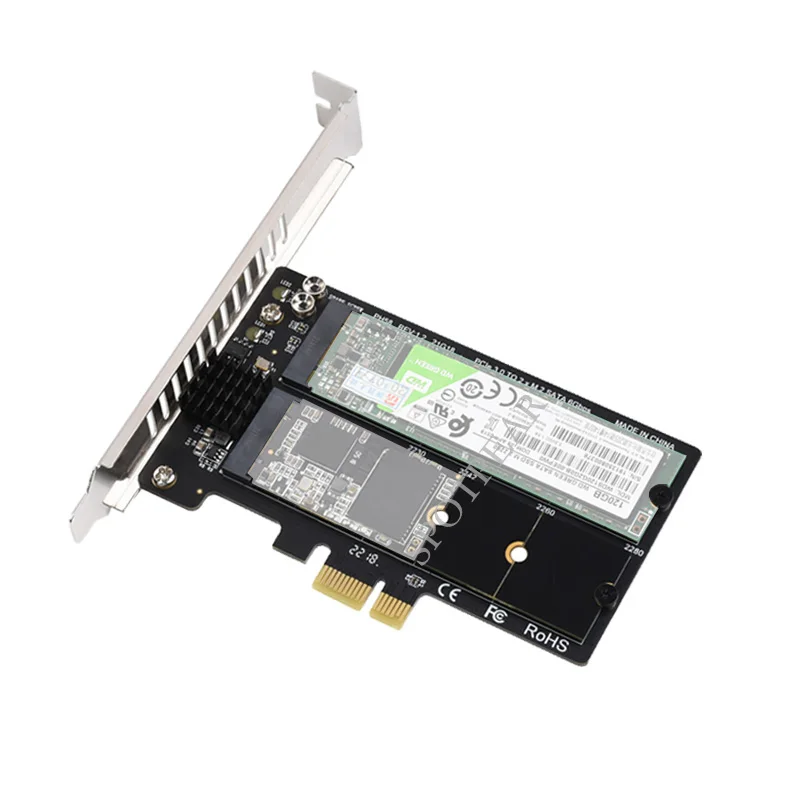 PCIe X1 To 2-Ch M.2 SATA 6Gbps Expander JM582 control chip PCIe-SATA-M2-2P-A Support Windows / Linux