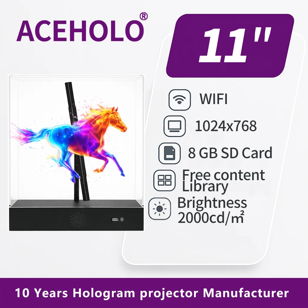 

Голографический вентилятор-дисплей 11i3D для рекламы, светодиодный голографический экран с акриловым покрытием, встроенным аккумулятором и динамиком для розничной торговли и выставок